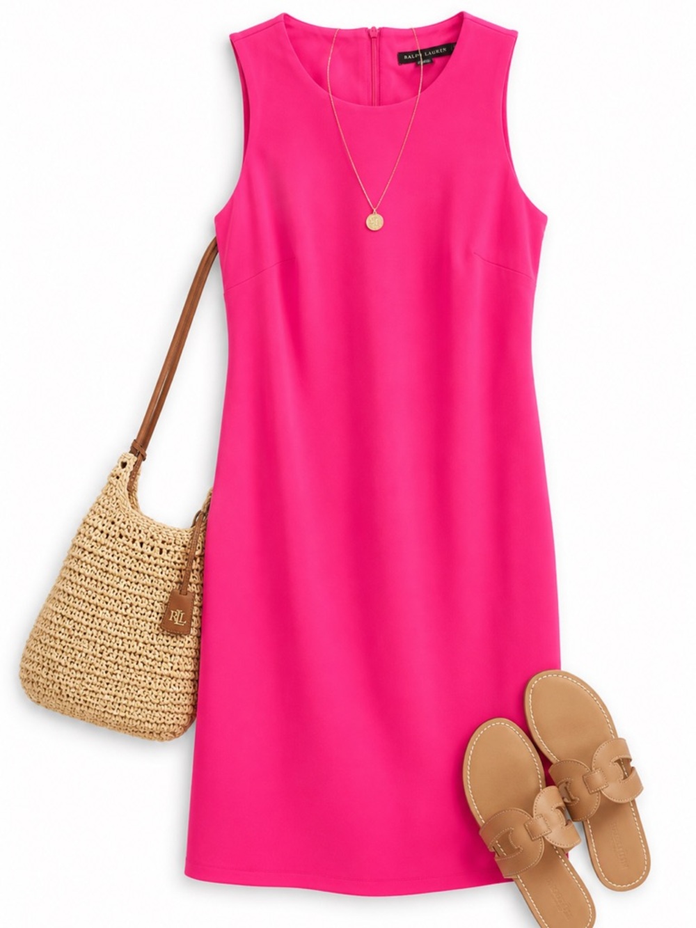 Sleeveless Hot Pink Shift Dress - Classic Women's Style size 2 Ralph Lauren